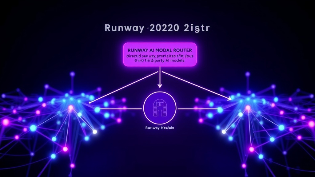 Diagram illustrating the Runway Media Router directing user prompts to various third-party AI models.
