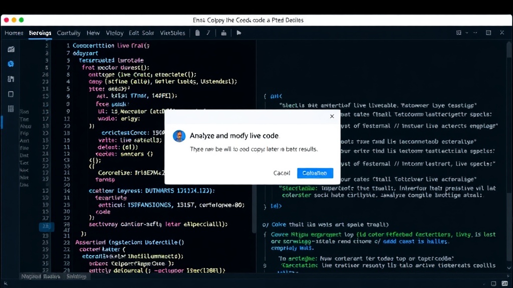 AI agent interface showing a prompt to analyze and modify live code