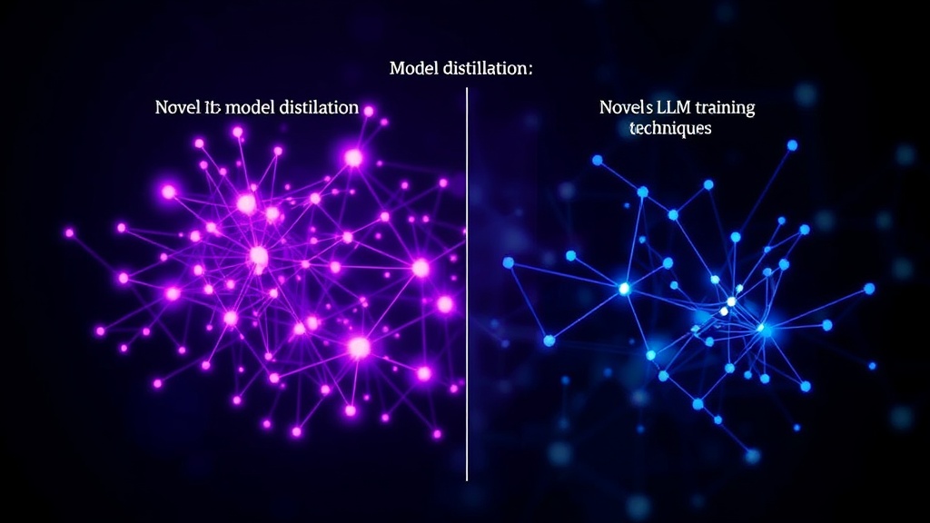 Diagram illustrating the difference between model distillation and novel LLM training techniques.
