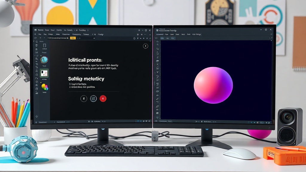 A split screen showing identical prompts applied to different AI 3D tools with side-by-side outputs.