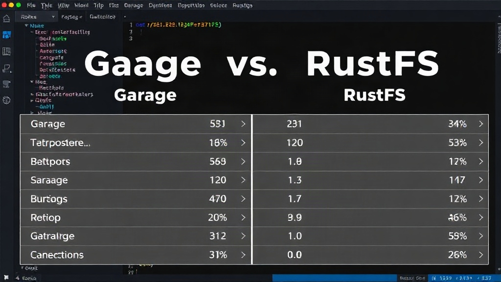 Comparison table highlighting Garage and RustFS key statistics