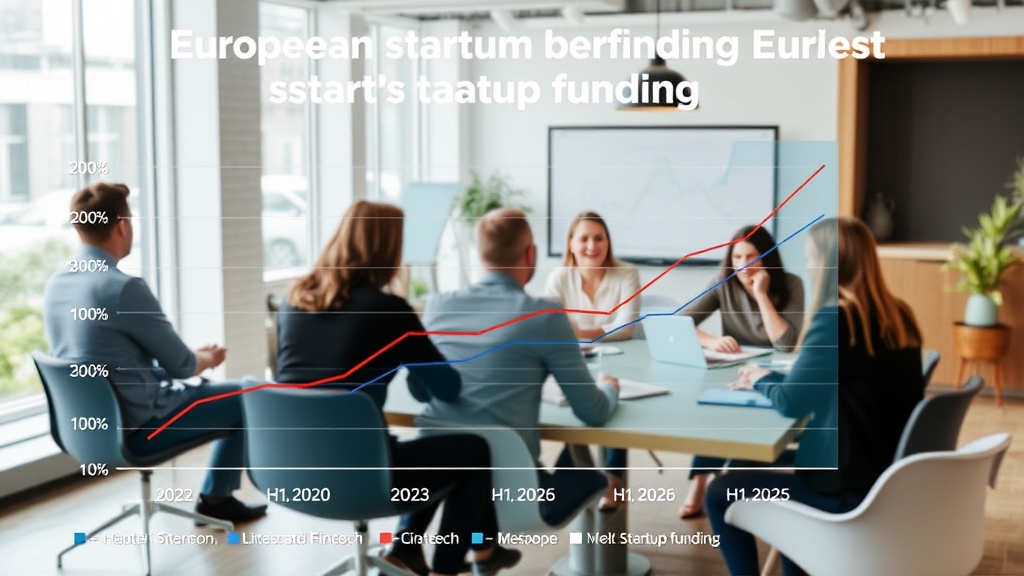 Chart showing European startup funding trends from 2022 to H1 2026