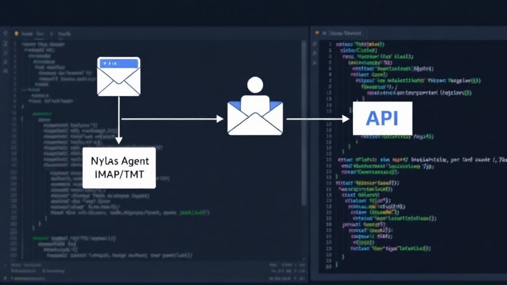 Diagram showing legacy tools connecting via IMAP/SMTP to a Nylas Agent Account, which also connects via API