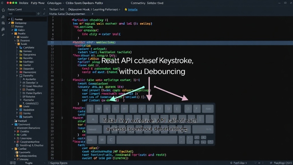 Diagram illustrating excessive API calls on each keystroke without debouncing
