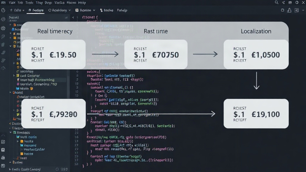 Diagram illustrating real-time currency rate fetching and localization flow
