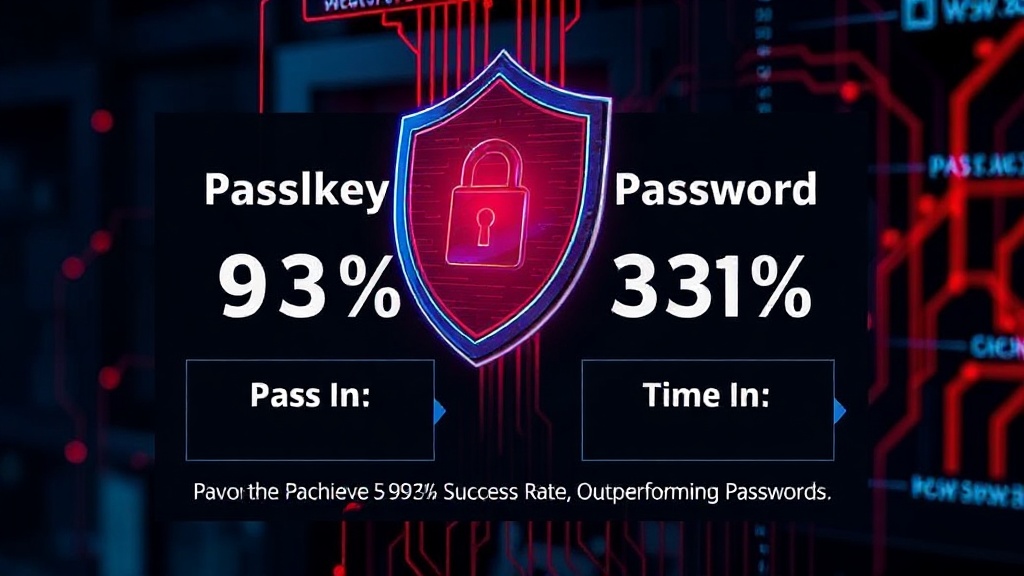 Infographic comparing passkey and password sign-in success rates and times