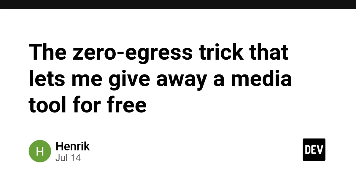 Zero Egress Bandwidth Trick Powers Free Media Tool
