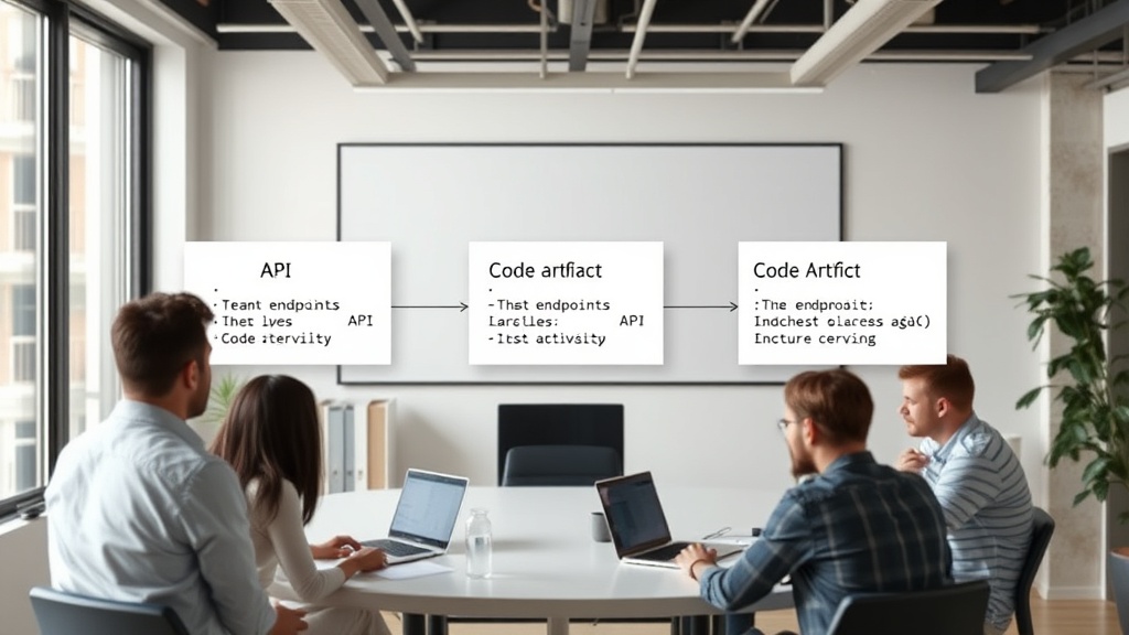 Diagram illustrating the API endpoints and their natural language to code artifact transformations