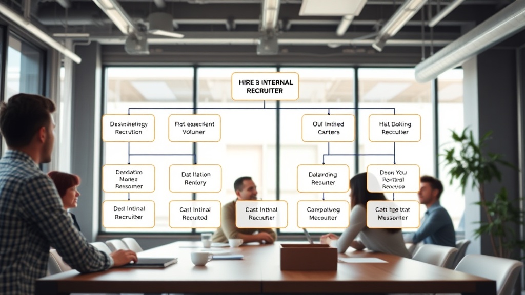A flowchart illustrating the decision tree for hiring an internal recruiter based on hiring volume.