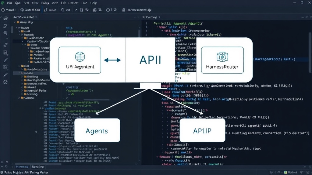 Diagram illustrating HarnessRouter's unified API connecting to multiple AI agent types.
