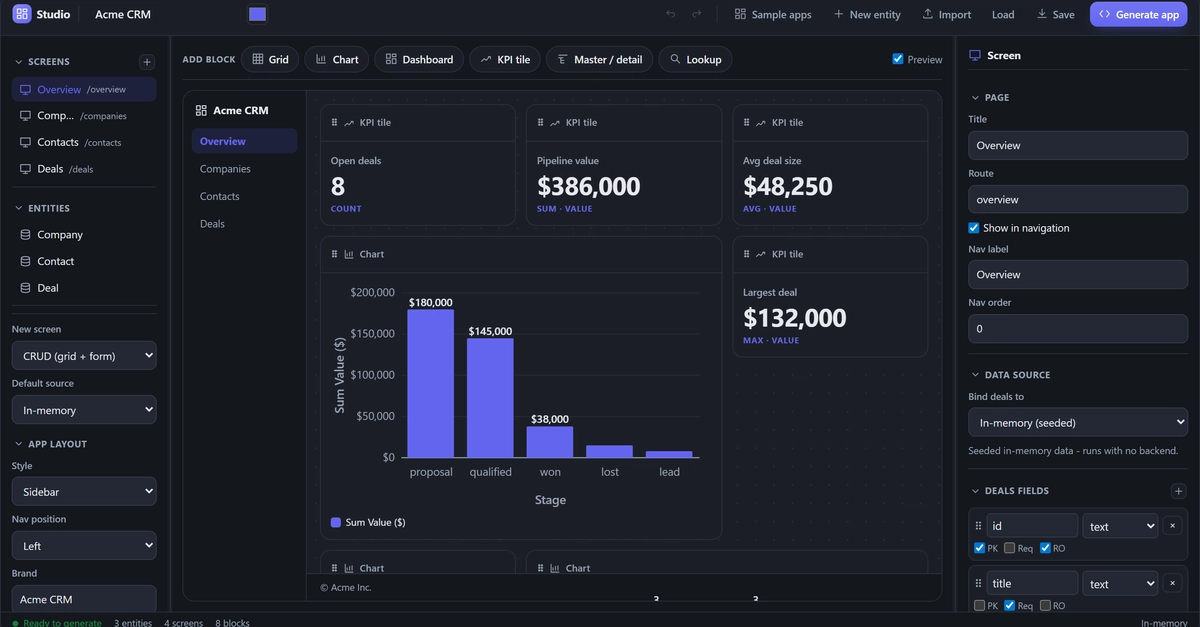 SvGrid Studio: Visual Builder for Self-Hosted SvelteKit Data Apps