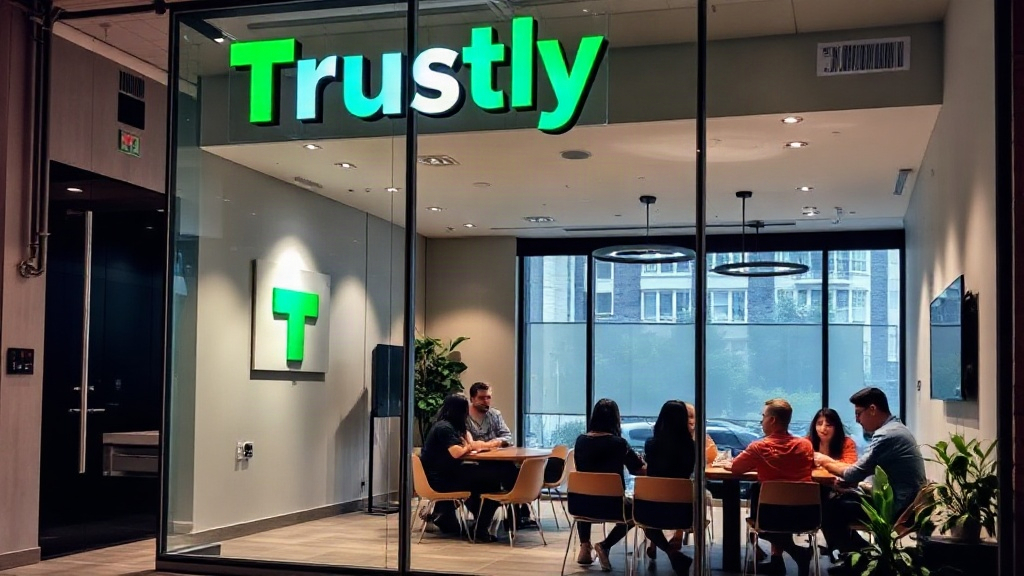 Trustly office exterior with company logo visible