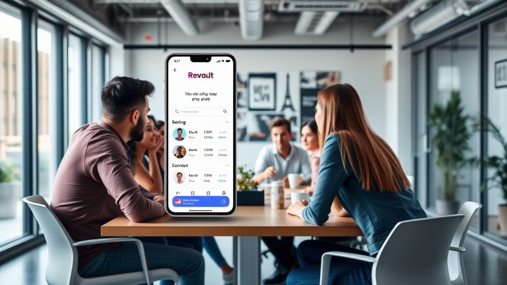 Revolut app interface showcasing diverse financial services including banking, trading, and crypto