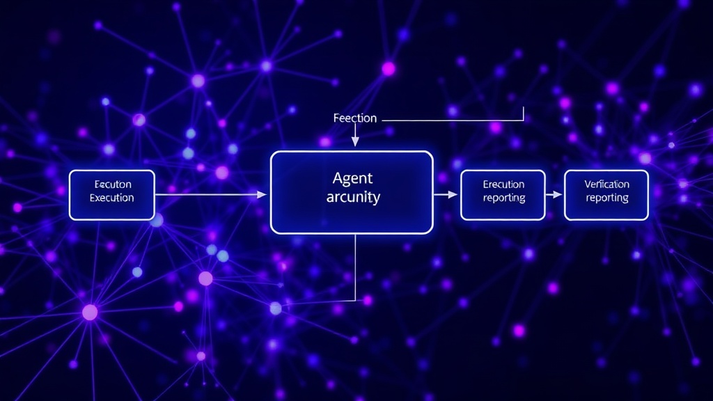 Diagram illustrating a multi-stage agentic workflow with distinct execution, verification, and reporting modules.