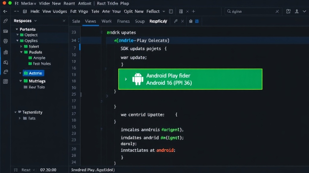 React Native project structure highlighting the android folder for SDK updates