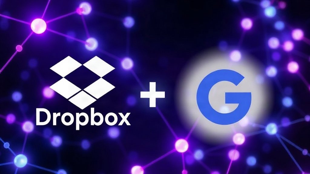 Dropbox and Google Gemini logos integrated, symbolizing their new partnership