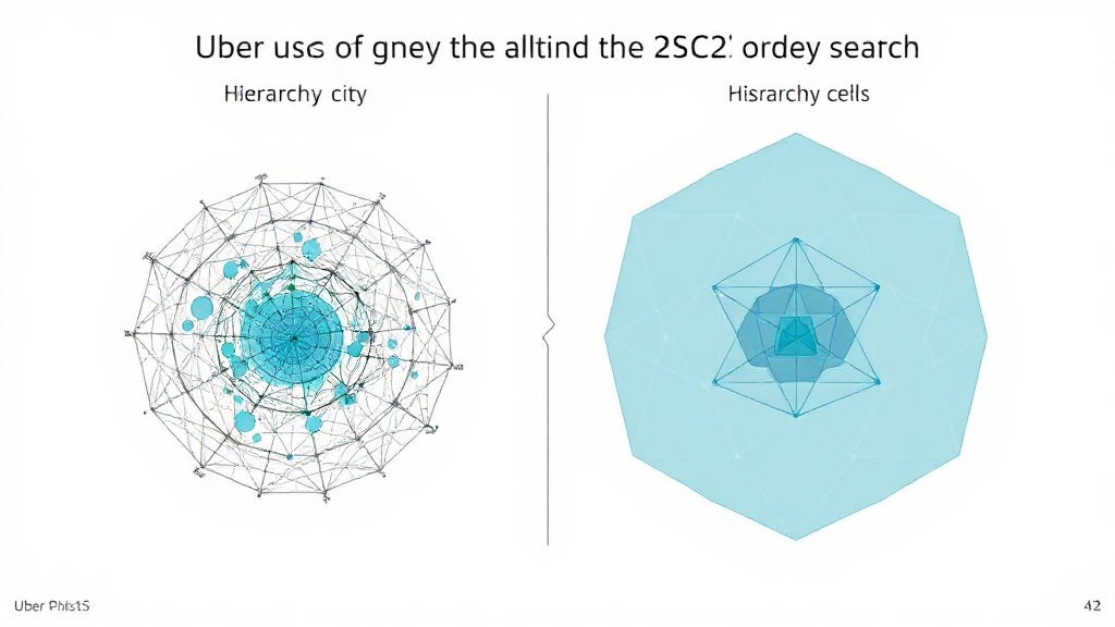 Diagram showing Uber's use of S2 Geometry to divide a city into hierarchical cells for efficient searching