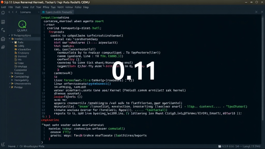 Screenshot of the Linux 0.11 Rust kernel booting within QEMU.