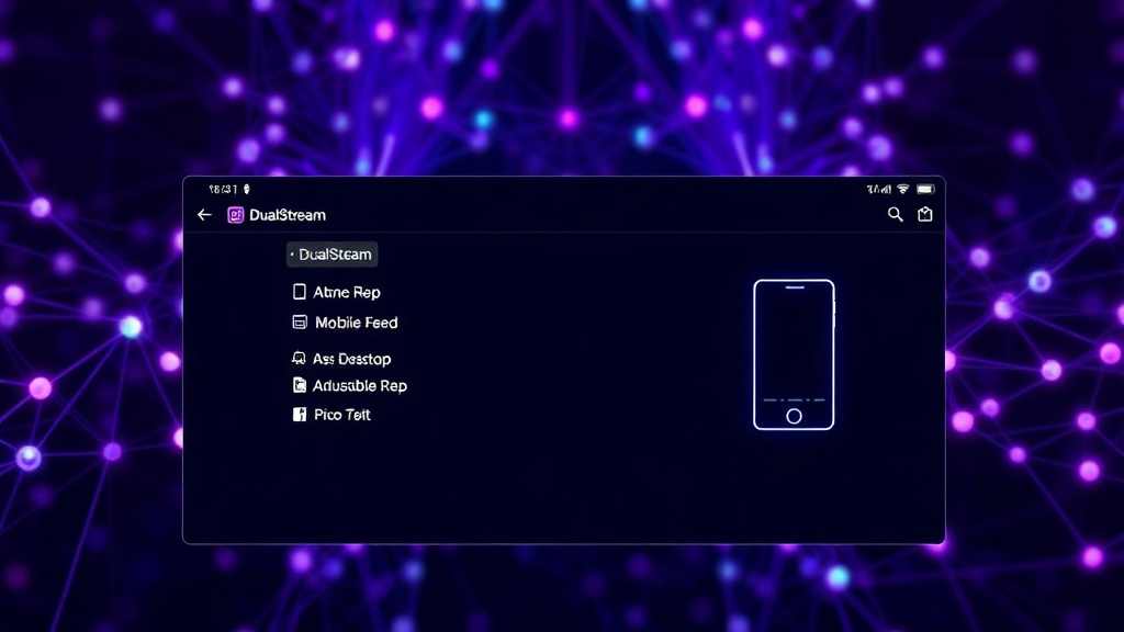 DualStream interface showing desktop and mobile feed merging options