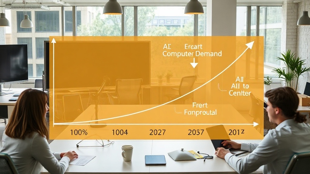 Diagram illustrating the exponential growth of AI compute demand and its impact on electricity needs.
