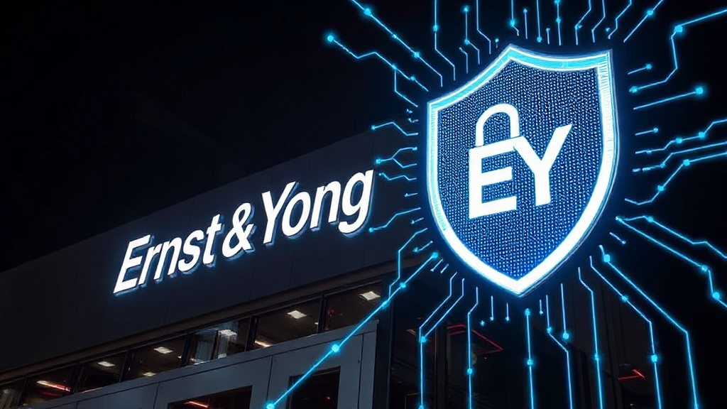 Ernst & Young office building exterior, symbolizing corporate security and data protection.