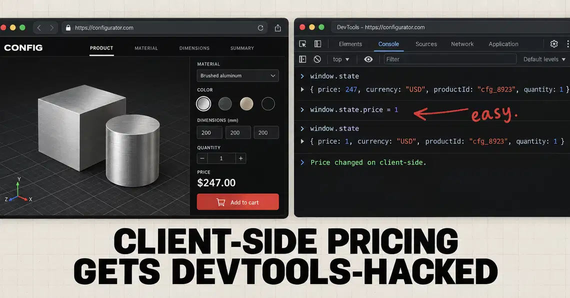 Three.js Configurators: Server-Side Pricing Defeats DevTools Hacking