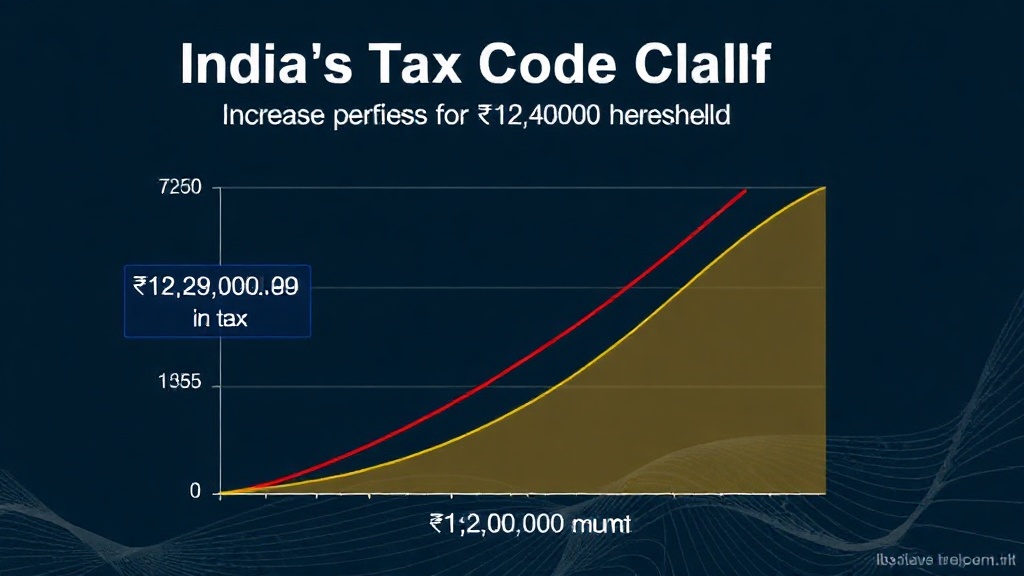 Diagram illustrating the sharp tax increase at the ₹12,00,000 income threshold.