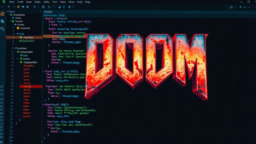 Screenshot of DOOM running with the BetLang engine, displaying familiar gameplay elements