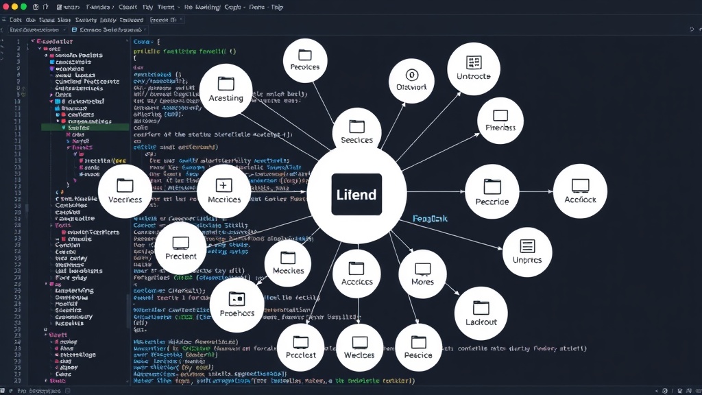 Diagram illustrating the interconnectedness of microservices in a complex backend system.