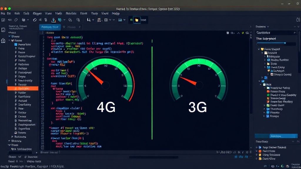 Network speed test showing dramatic differences between 4G and 3G connections