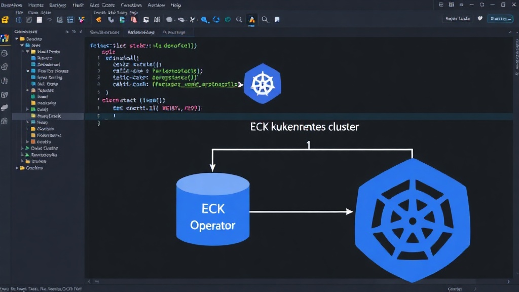 Kubernetes cluster diagram showing ECK operator managing Elastic Stack components.