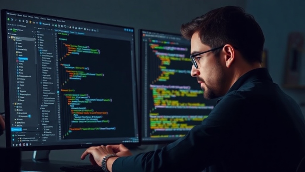 Developer interacting with an IDE that displays design context alongside code