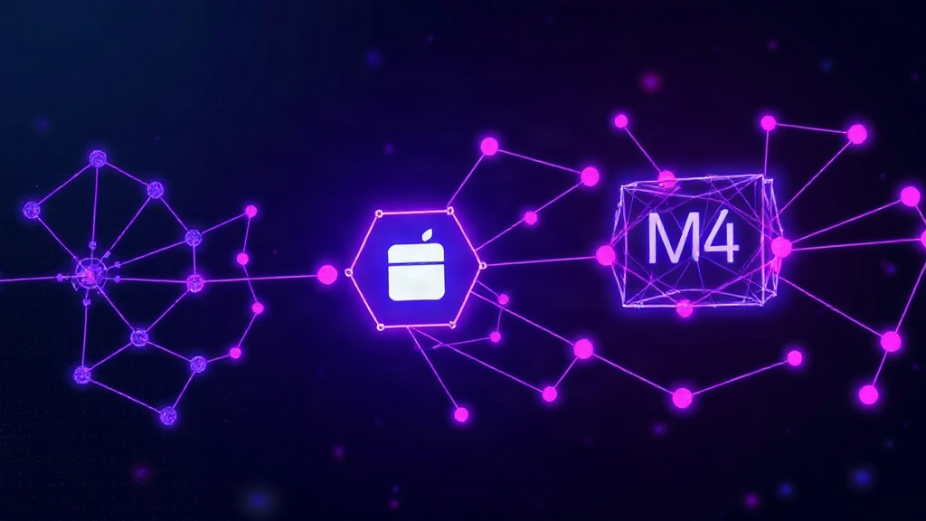 Conceptual diagram showing data flow from Mac M4 Neural Engine to Core ML framework