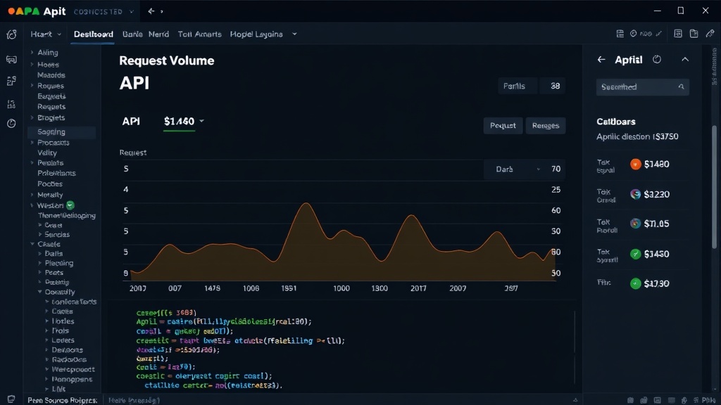 API usage dashboard showing request volume and billing details