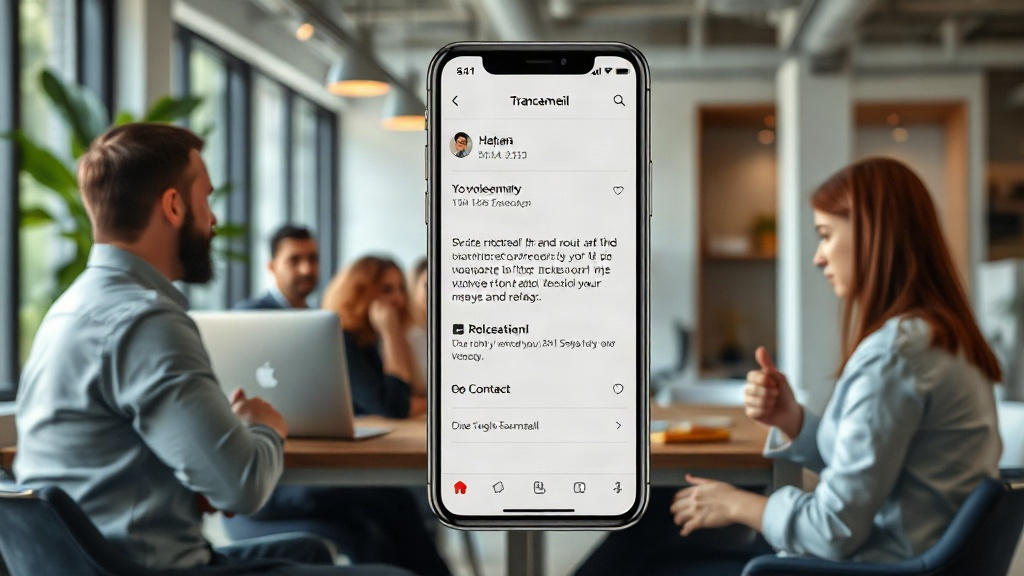 User interface displaying transcribed voicemail and contact information within the Hola AI app.