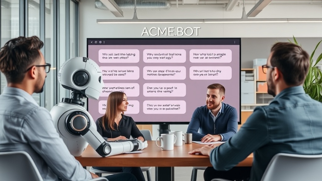 ACME.BOT interview interface showing AI asking targeted questions about user's business