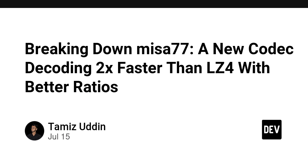 misa77 Codec Decodes 2x Faster Than LZ4 With Better Ratios