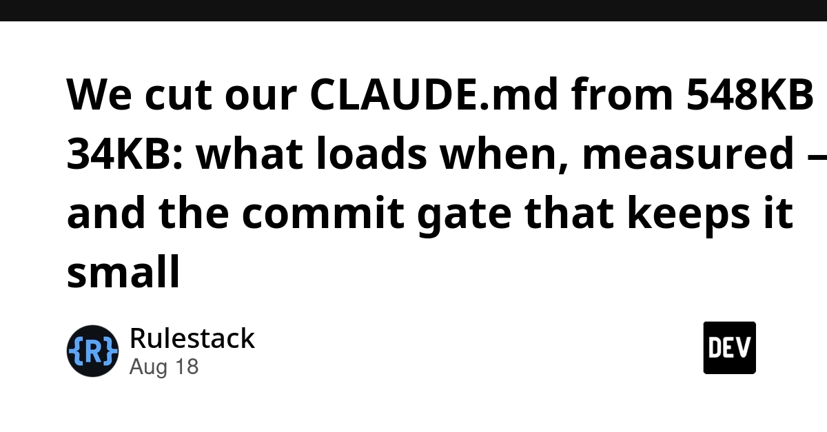 CLAUDE.md shrunk 94% from 548KB to 34KB with new commit gate