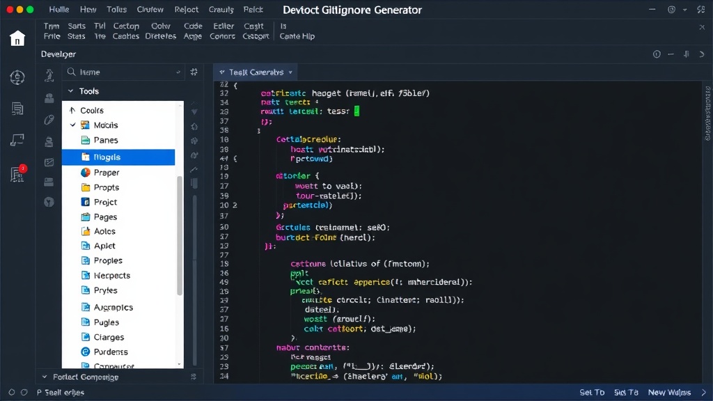 Developer selecting programming languages and tools in the Gitignore Generator interface