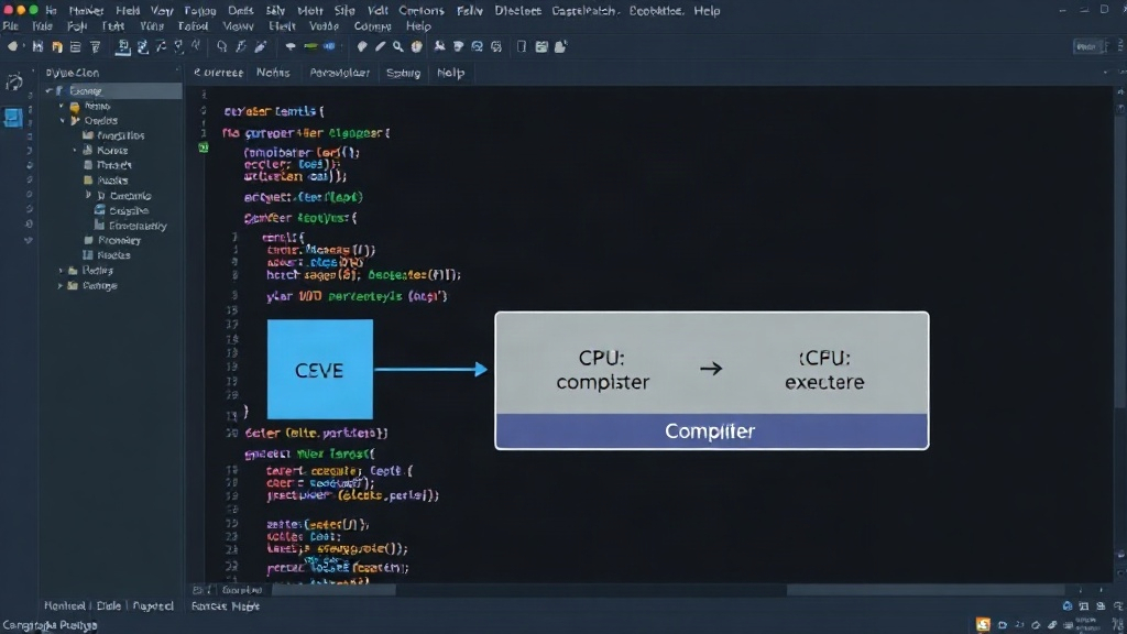 Diagram showing the path from source code to CPU execution with compiler and runtime layers