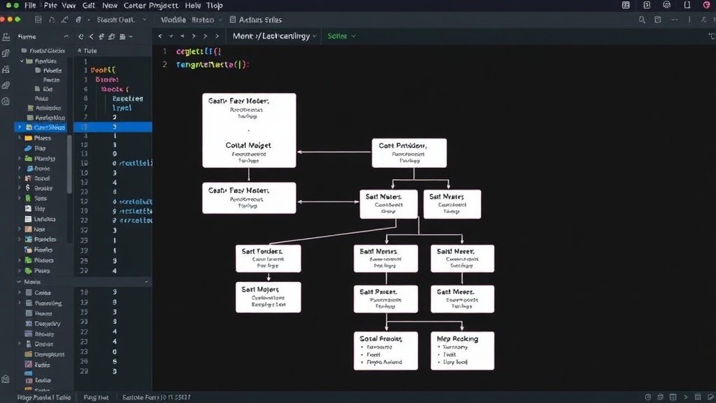 Diagram showing a complex project structure with clear module dependencies