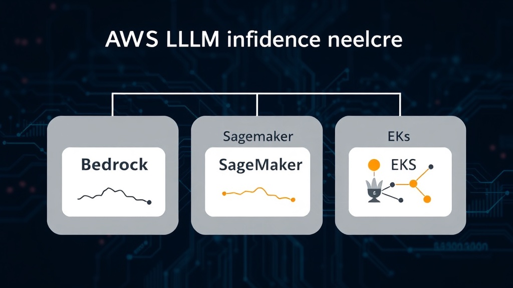 Diagram illustrating the three AWS LLM inference deployment models: Bedrock, SageMaker, and EKS.