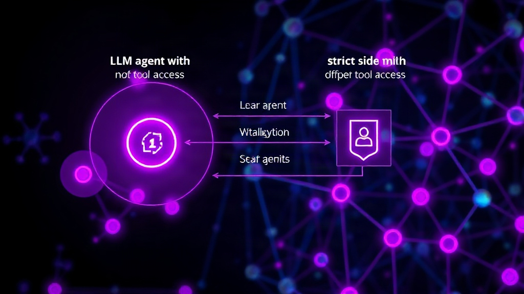 Diagram illustrating LLM agent tool access with strict input validation and server-side checks.