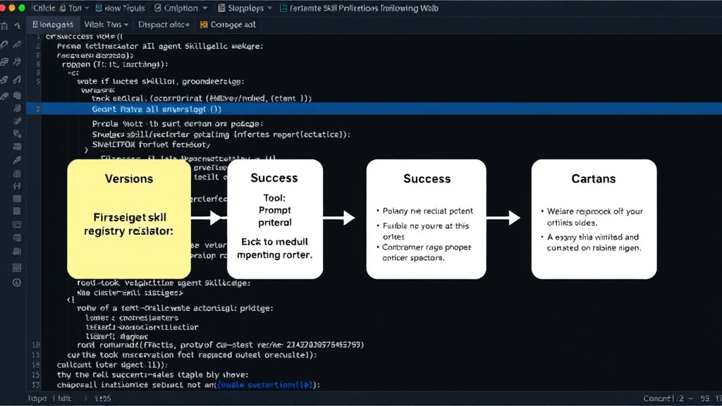 Diagram illustrating a versioned AI agent skill package with prompt, tools, and success criteria