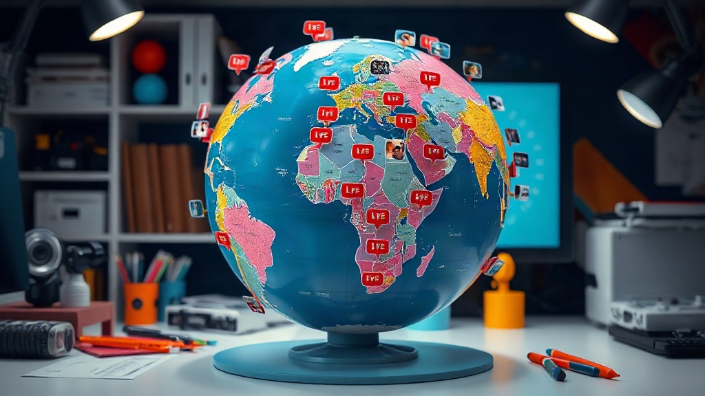 Interactive globe displaying numerous live camera stream markers across continents.