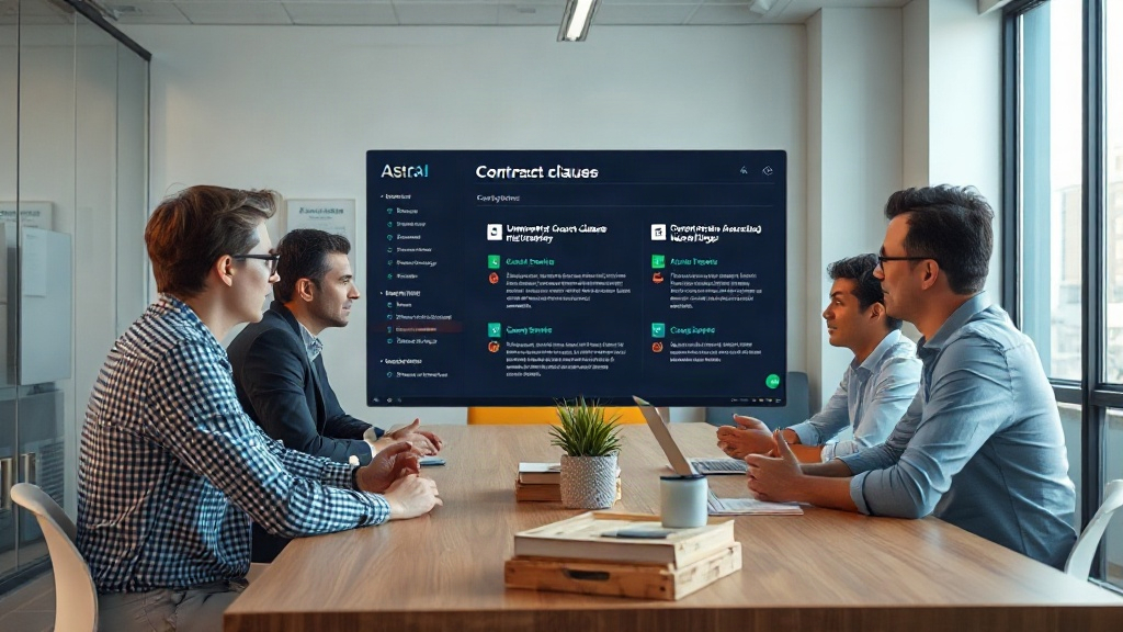 AI interface displaying automated contract clause identification and risk flagging