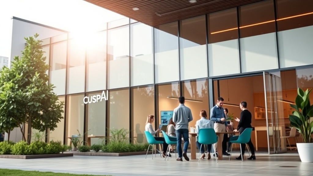 CuspAI headquarters exterior, showcasing a modern, research-focused architectural design
