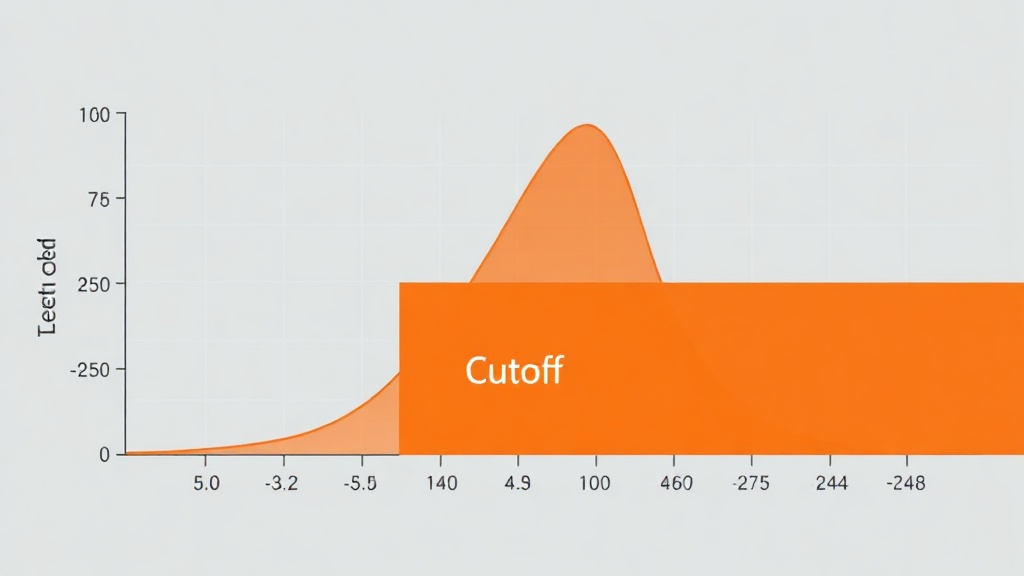 Illustration of a data distribution with a highlighted cutoff point