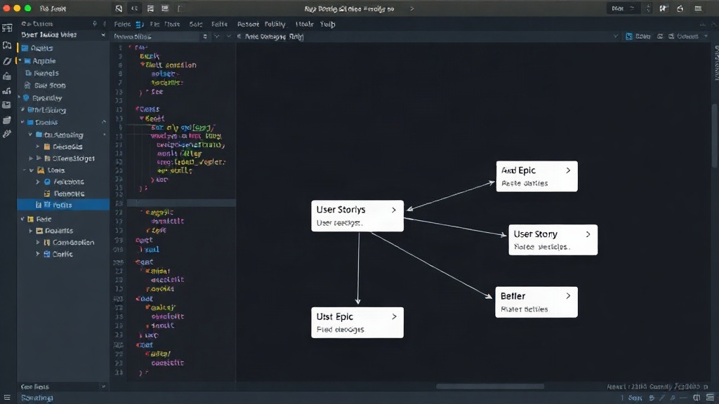 Visual representation of an Epic being broken down into user stories with dependencies mapped