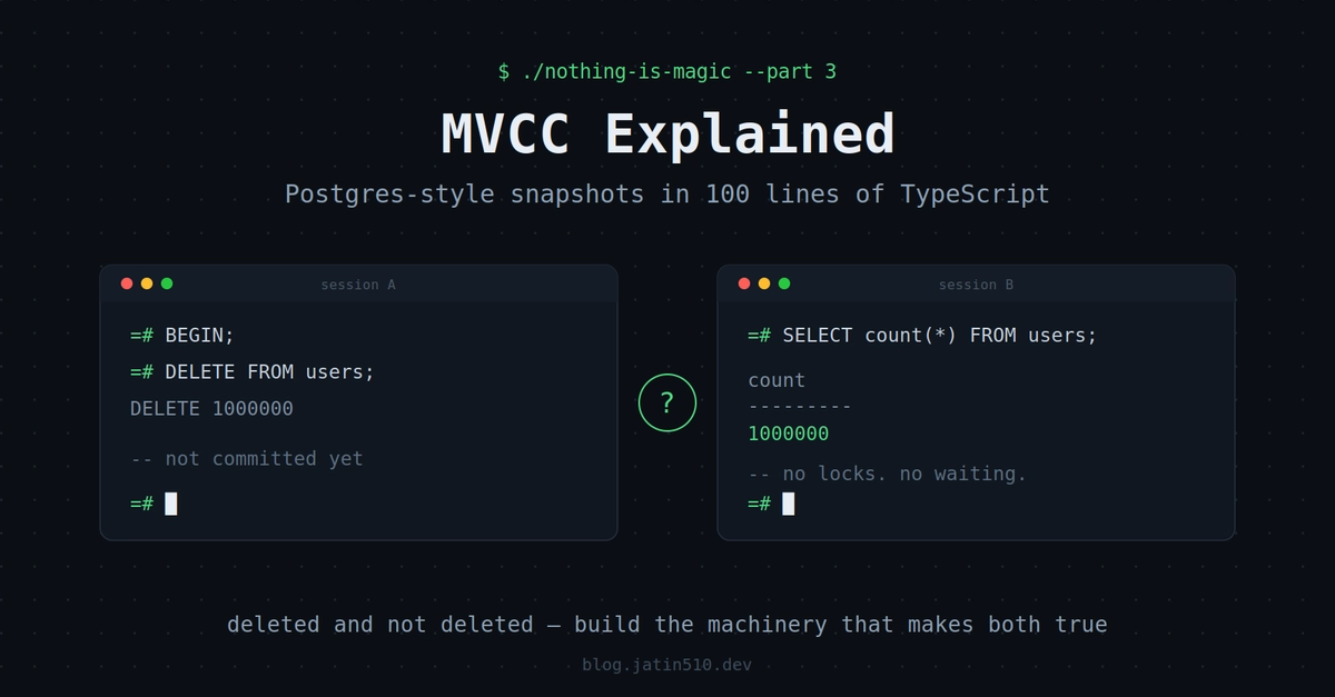 MVCC in 100 Lines of TypeScript: Postgres Snapshots Without Locks